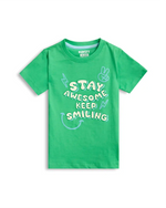Stay Awesome Boys Shorts Set print detail — kids 1-7y | A Tiny Bee