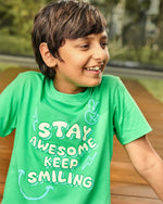 Stay Awesome Boys Shorts Set side view — unisex kids 1-7y | A Tiny Bee