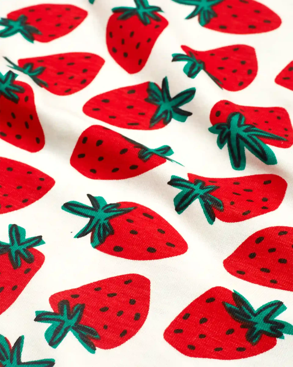 Strawberry Girls Pajama Set Shorts Set unisex kidswear — back view | A Tiny Bee
