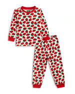 Strawberry Girls Pajama Set Shorts Set for kids ages 1-7 — front view | A Tiny Bee