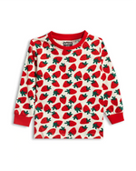 Strawberry Girls Pajama Set Shorts Set print detail — kids 1-7y | A Tiny Bee
