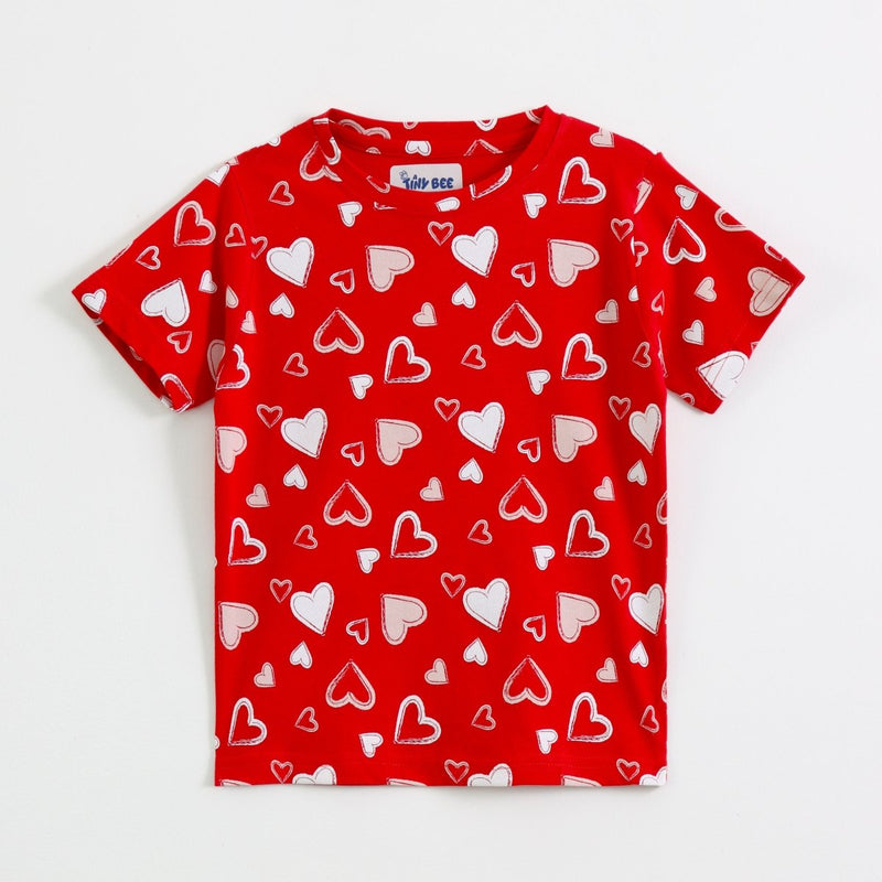Sweet Hearts Shorts Set print detail — kids 1-7y | A Tiny Bee