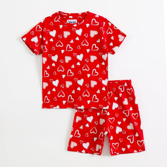 Sweet Hearts Shorts Set for kids ages 1-7 — front view | A Tiny Bee