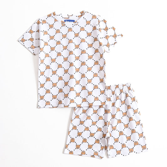 Teddy Check Shorts Set (Unisex) - A Tiny Bee