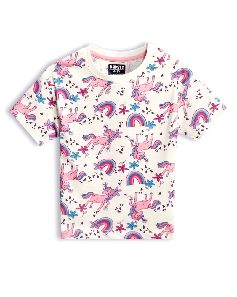Unicorn Party Girls Shorts Set styled on child — A Tiny Bee kidswear