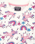 Unicorn Party Girls Shorts Set fabric and fit close-up | A Tiny Bee