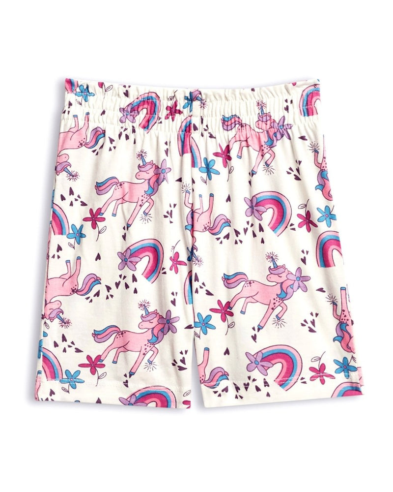 Unicorn Party Girls Shorts Set side view — unisex kids 1-7y | A Tiny Bee