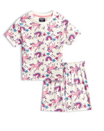 Unicorn Party Girls Shorts Set for kids ages 1-7 — front view | A Tiny Bee
