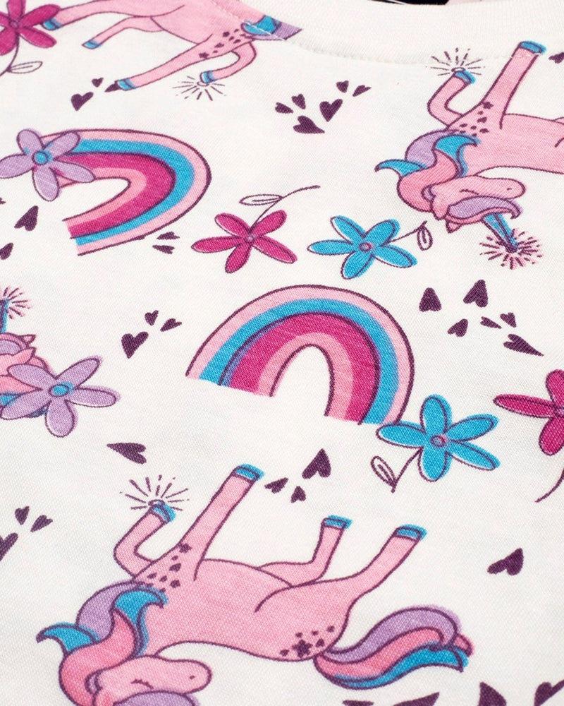 Unicorn Party Girls Shorts Set unisex kidswear — back view | A Tiny Bee